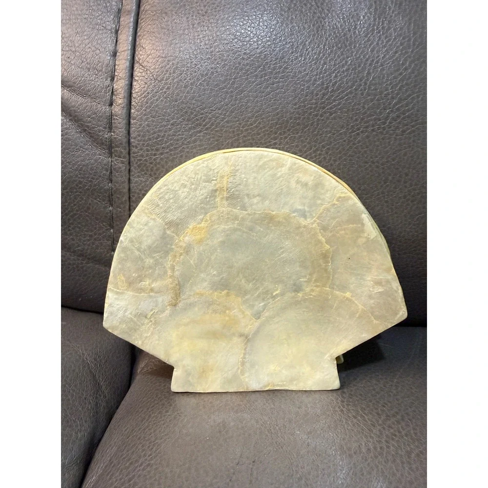 Lillian Vernon Vintage Capiz Shell Coasters Set of 6 with‎ Holder 8259